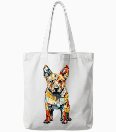 Geometric Dog Tote Bags - White