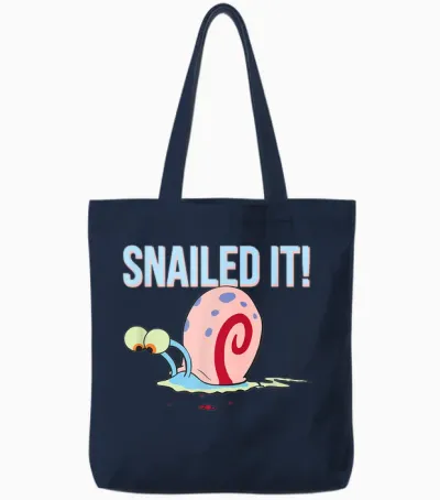 Gary the Snail - Snailed It! Tote Bags - Navy