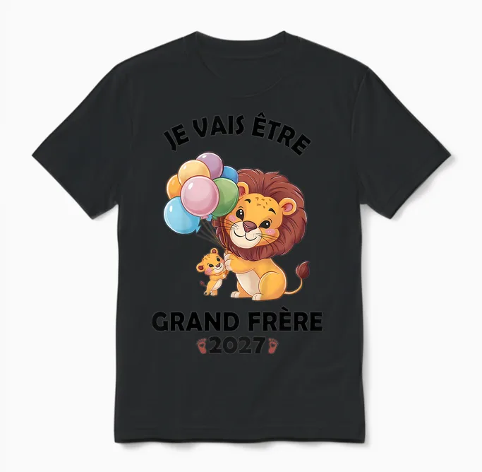 Enfant Futur Grand Frere 2027 Je Vais Etre Grand Frère Unisex T-Shirt in Black