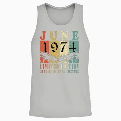 June 1974 Vintage Birthday Present Unisex Tank Top - Ash
