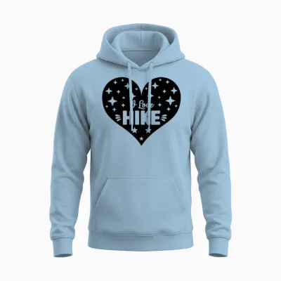 I Love Hike Funny Gift Unisex Hoodie - Light Blue