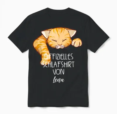 Offizielles Schlafshirt Von Lena Nachthemd Katzen Unisex T-Shirt - Black