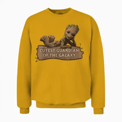 Marvel Studios' I Am Groot Cutest Guardian of the Galaxy T-Shirt, Black Unisex Sweatshirt - Gold