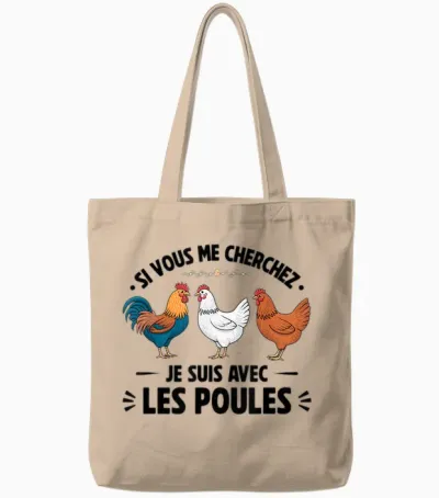Si Vous Cherchez Me Je Suis Avec Les Poules Funny Farmer Tote Bags - Natural