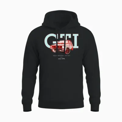 Volkswagen Red Vw Gti M1 with Gti Lettering Unisex Hoodie - Black