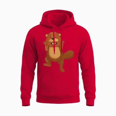 Funny Animal Unisex Hoodie - Red