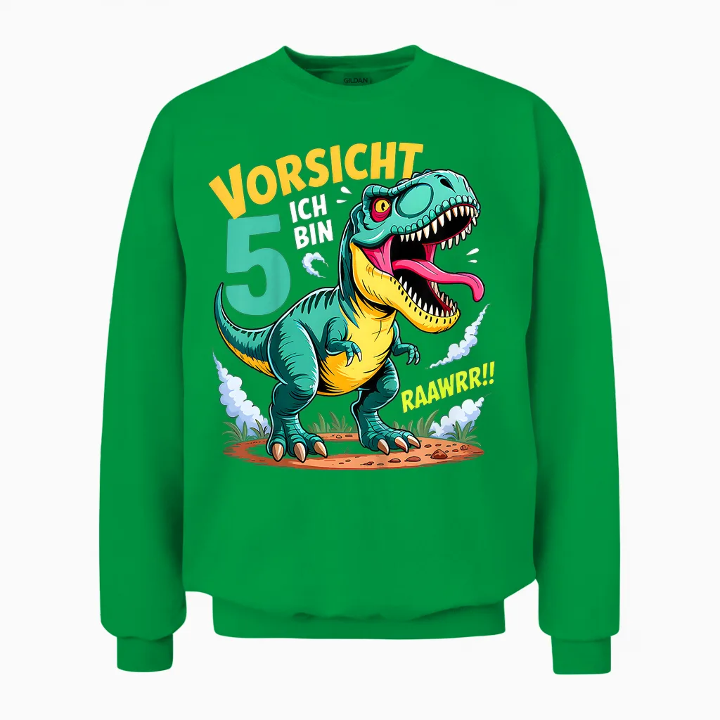 Dinosaurier 5 Geburtstag Deko Ich Bin 5 Dino Jungen 5 Jahre Unisex Sweatshirt in Irish Green
