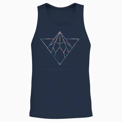 Holographic Iridescent Triangle and Diamond Unisex Tank Top - Navy