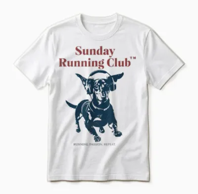 Sunday Running Club - Laufender Dackel Unisex T-Shirt - White