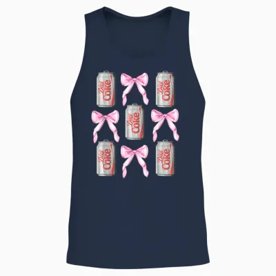 Coca-Cola Diet Coke & Pink Bows Collage Logo Vintage Unisex Tank Top - Navy