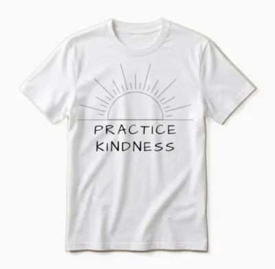 Practice Kindness | Line Art with Sunrise Unisex T-Shirt - White