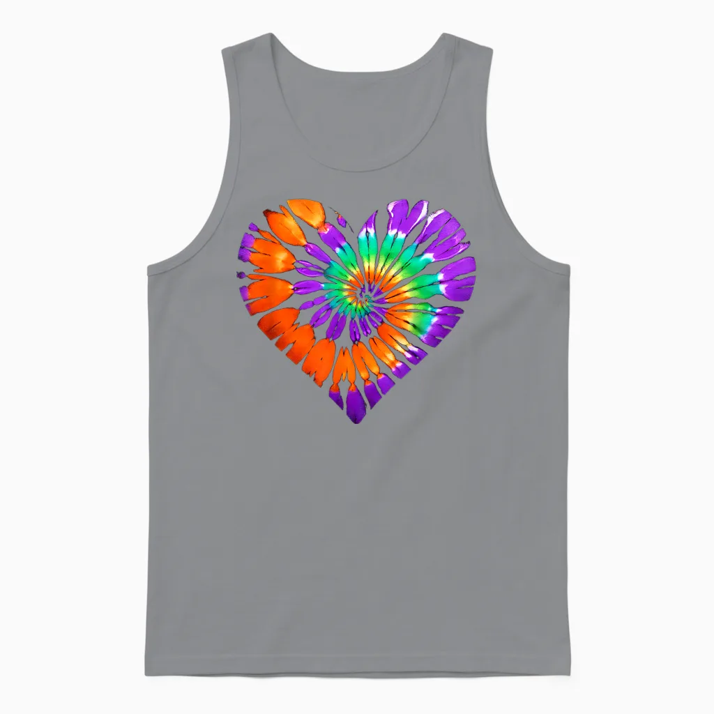 Halloween Heart Tie Dye Colorful Boys Girls Kids T-Shirt, Black, S Unisex Tank Top in Sport Grey