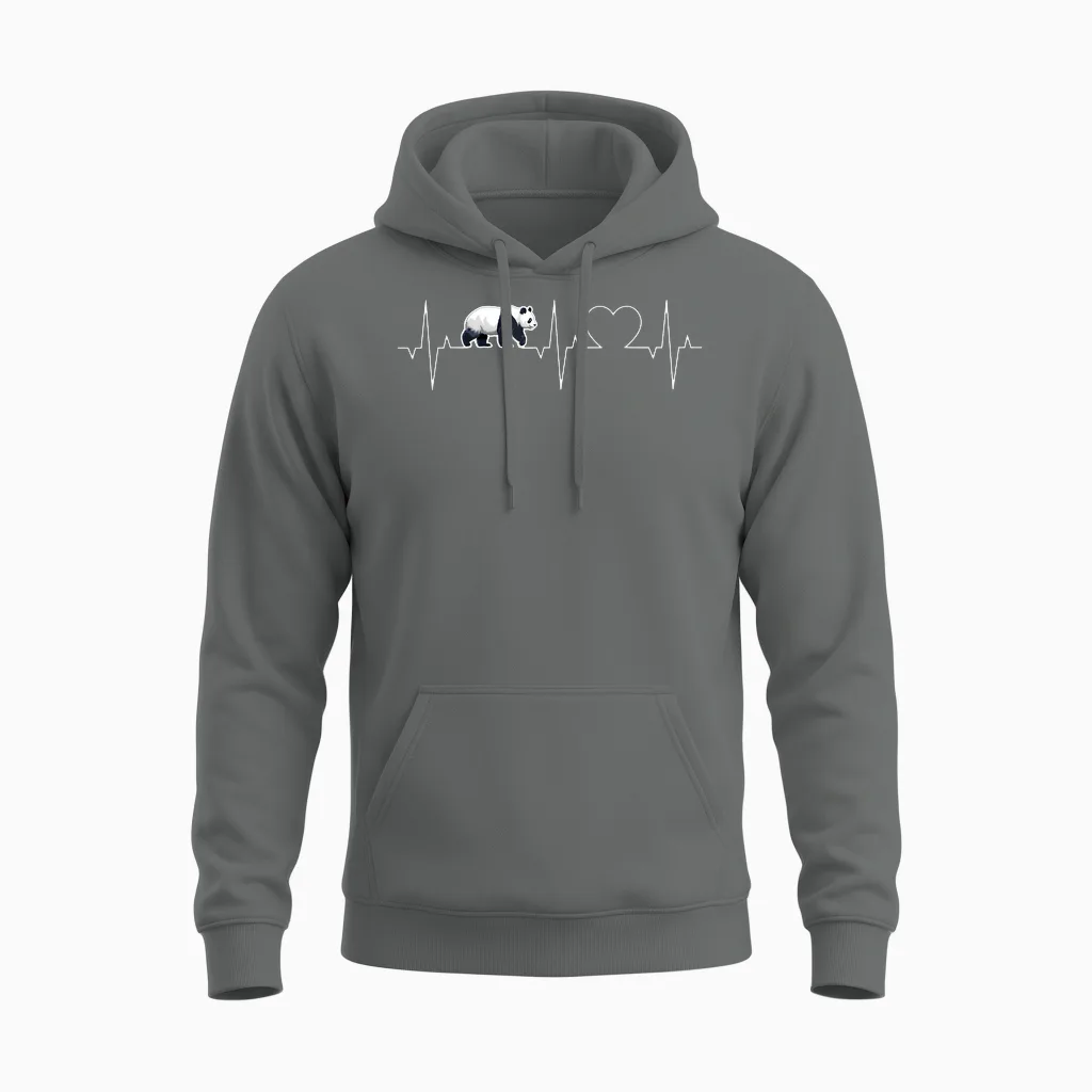 Herzschlag Panda Ekg Bambusbär Herz Pandabär Unisex Hoodie in Graphite Heather