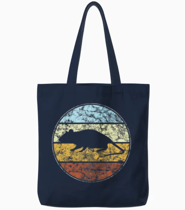 Mouse Retro Tote Bags in Navy