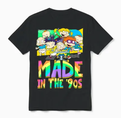 Mademark X Rugrats - Made in the 90s - Rainbow Gradient Unisex T-Shirt - Black