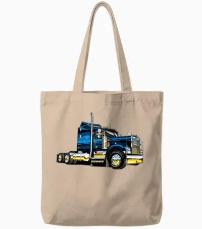 Blue Truck Tote Bags - Natural