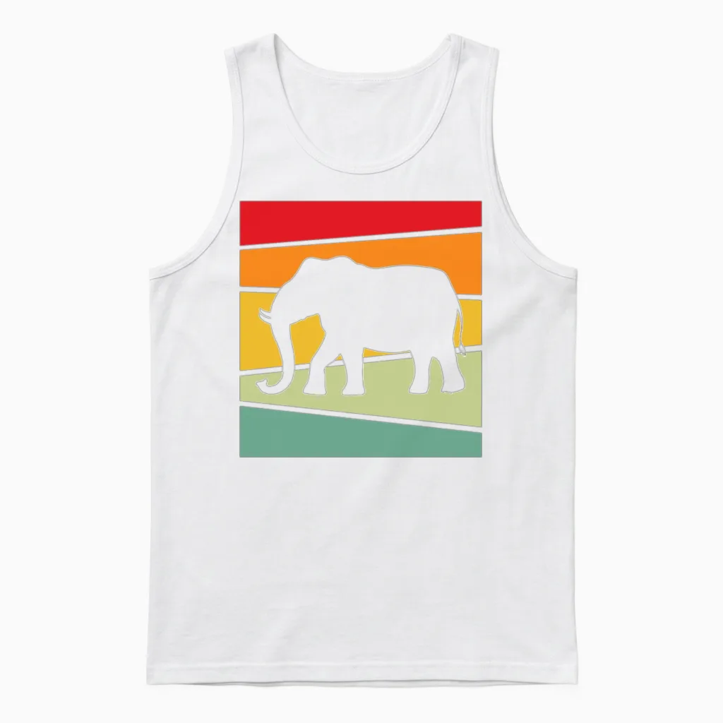 Elephant Retro Unisex Tank Top in White