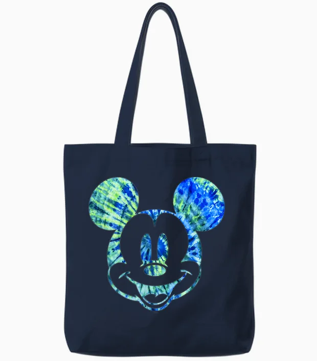 Disney Mickey Mouse Green Tie Dye T-Shirt Small Tote Bags in Navy
