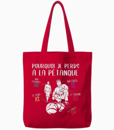 Why I Lose at La Pétanque Statistics Funny Humor Tote Bags - Red
