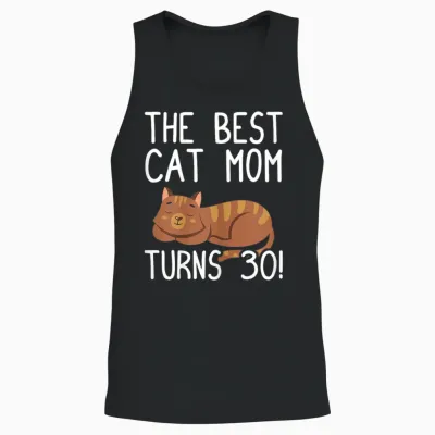 Cute Cat Mom Birthday Design Damen Katze T-Shirt, Schwarz, S, Kurzarm, 30. Geburtstag, Katzen-Motiv Unisex Tank Top - Black