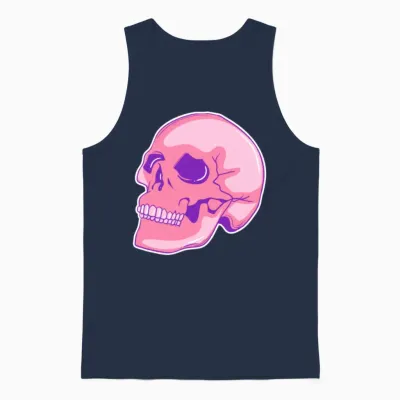 Funny Skull Unisex Tank Top - Navy