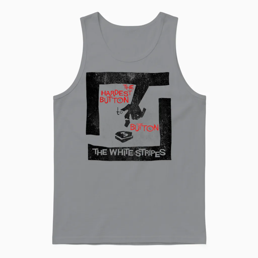 The Hardest Button White Stripes Unisex Tank Top in Sport Grey