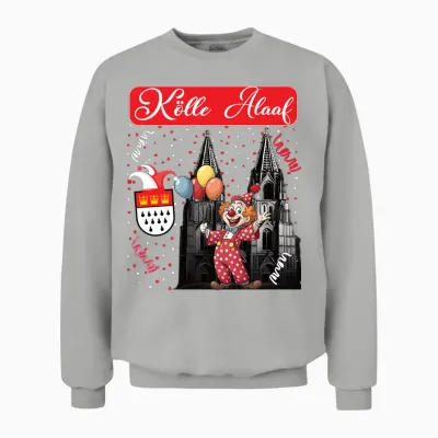 Cologne Rut Und Wiess Cologne Cathedral Carnival Costume Clown Costume Long Sleeve Shirt, Black Unisex Sweatshirt - Ash
