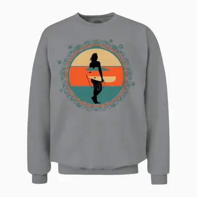 Vintage Female Surfer Gift Unisex Sweatshirt - Sport Grey