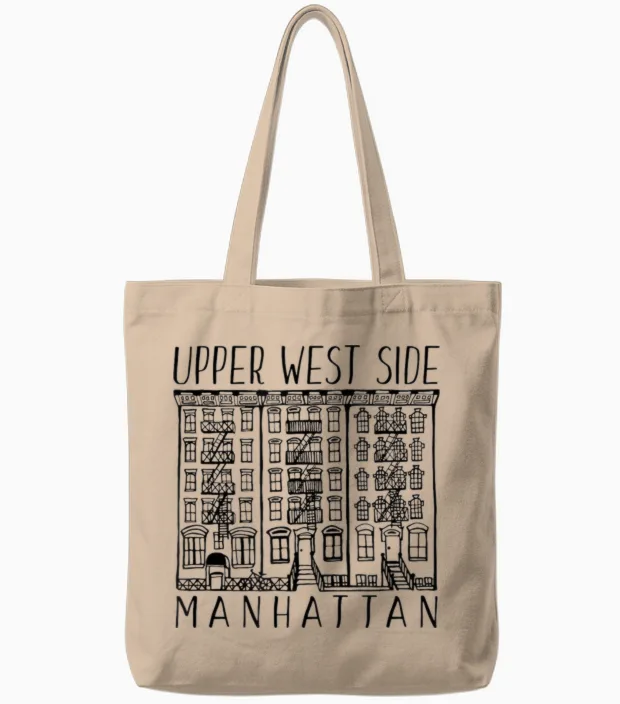 Upper West Side Manhattan New York T-Shirt, White, S Tote Bags in Natural