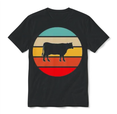 Cow Retro Unisex T-Shirt - Black