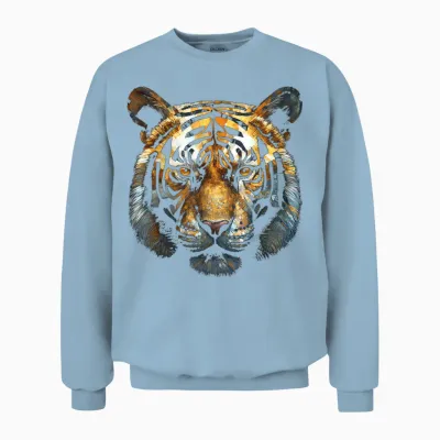 Tiger Animal Art Motif Unisex Sweatshirt - Light Blue