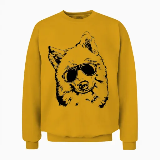 Funny Samoyed Dog Sunglasses Dog Mom Unisex Sweatshirt - Gold