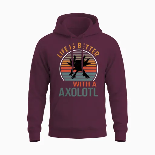 Axolotl Funny Unisex Hoodie in Maroon