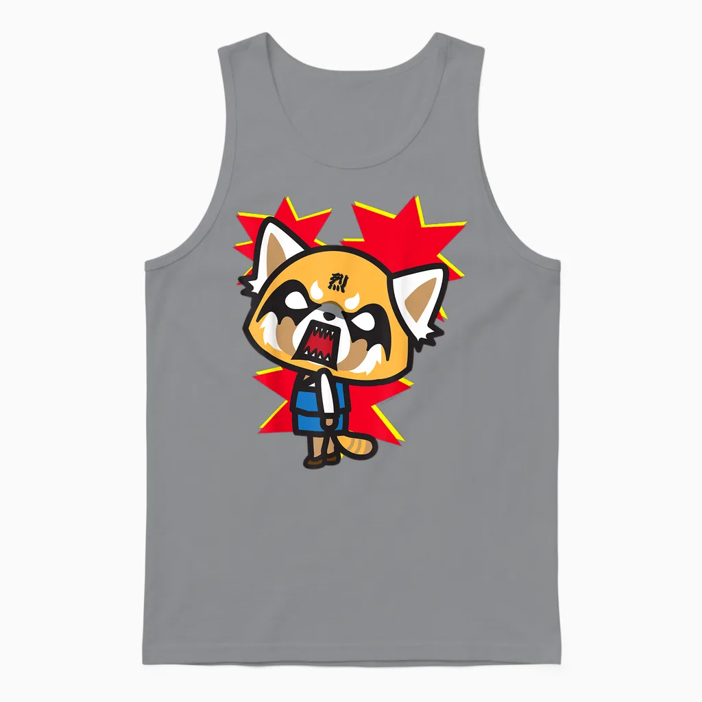 Aggretsuko Rage Face Unisex Tank Top in Sport Grey