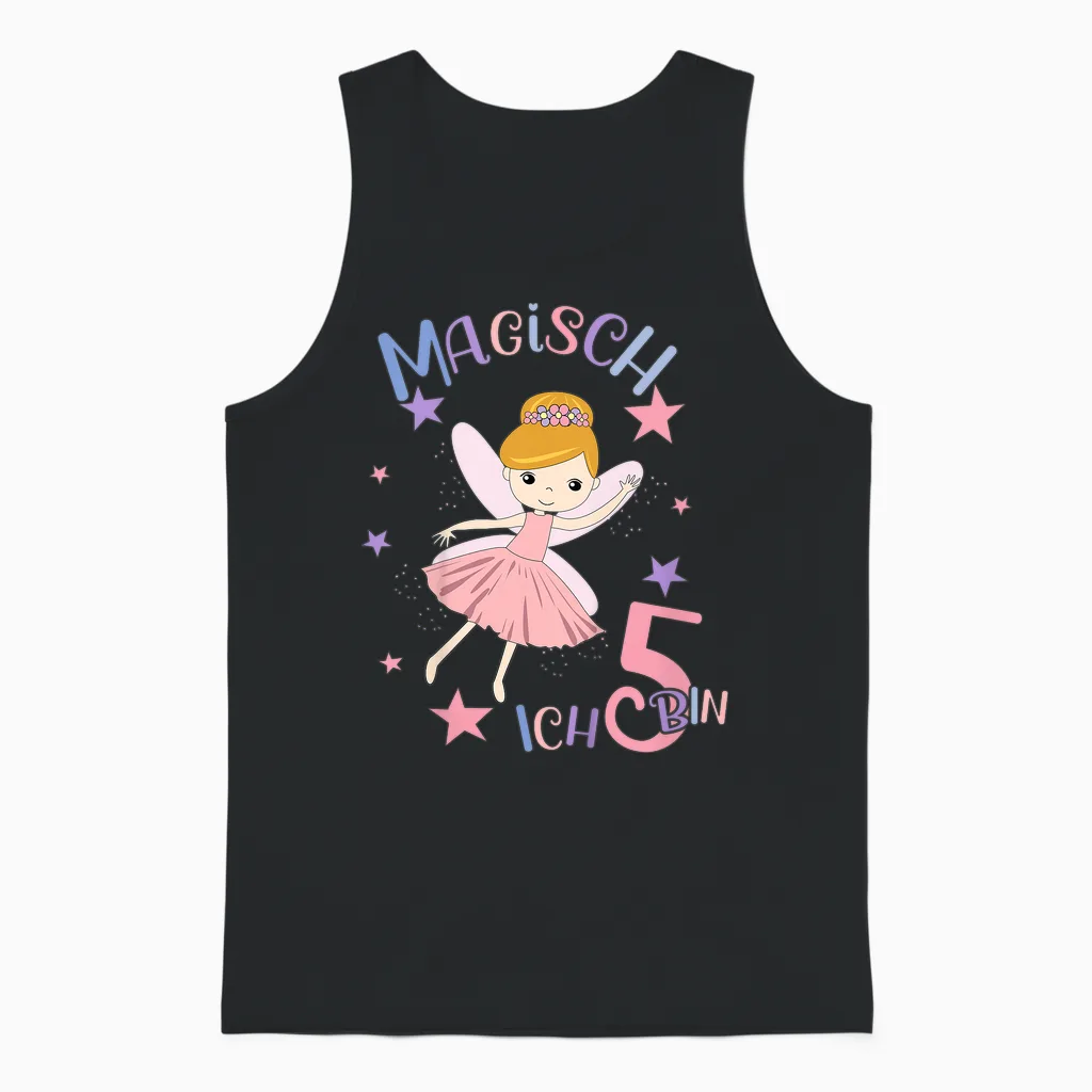 Kinder Geburtstagsshirt 5 Jahre Mädchen 5. Geburtstag Fee Ich Bin 5 Unisex Tank Top in Black