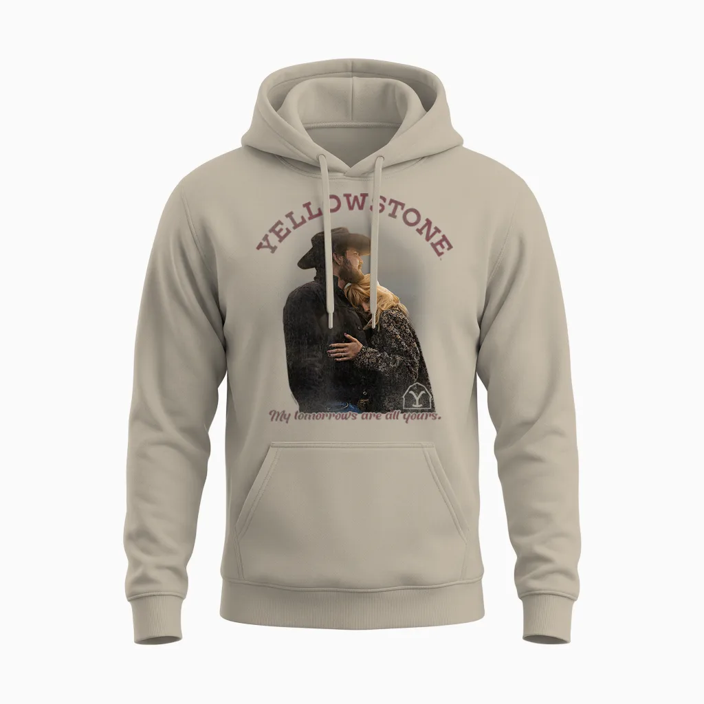 Yellowstone Beth and Rip Tomorrows T-Shirt, White, S Unisex Hoodie in Sand