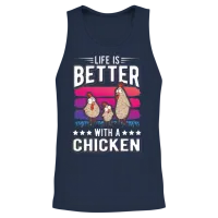 Life Is Better with a Chicken Farmer Chickens Unisex Tank Top - Navy – 2