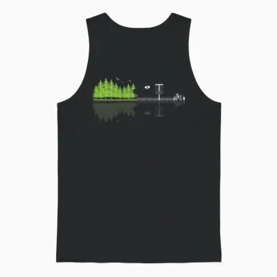 Sunset Guitar Disc Golf, Perfect for Disc Golf Unisex Tank Top - Black