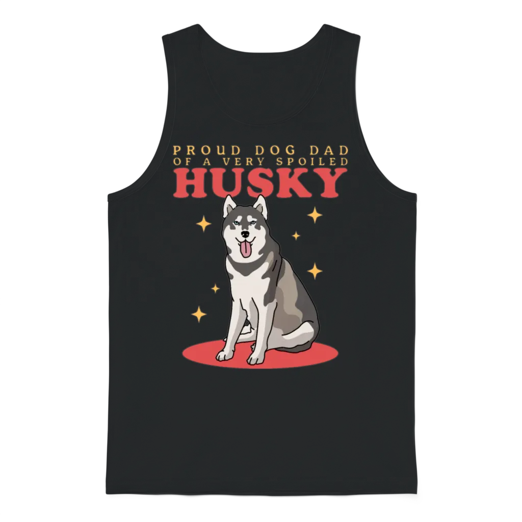 Husky Dogs Dog Dad of a Spoiled Husky Unisex Tank Top - Black