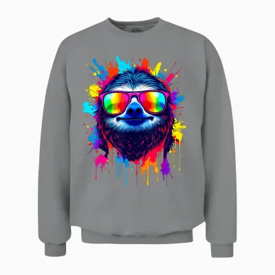 Faultier Bunt & Künstlerisch Pop Art, Faultier Mit Sonnenbrille Unisex Sweatshirt - Sport Grey