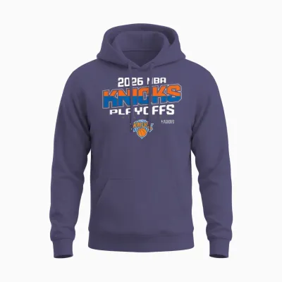 Nba Official 2026 Playoffs New York Knicks Top Level Unisex Hoodie - Heather Sport Dark Navy