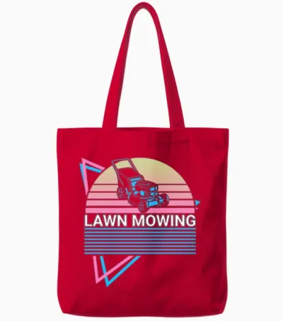 Lawn Mowing Retro Tote Bags - Red