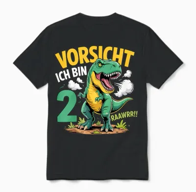 Dinosaurier 2 Geburtstag Deko Ich Bin 2 Dino Jungen 2 Jahre Unisex T-Shirt - Black