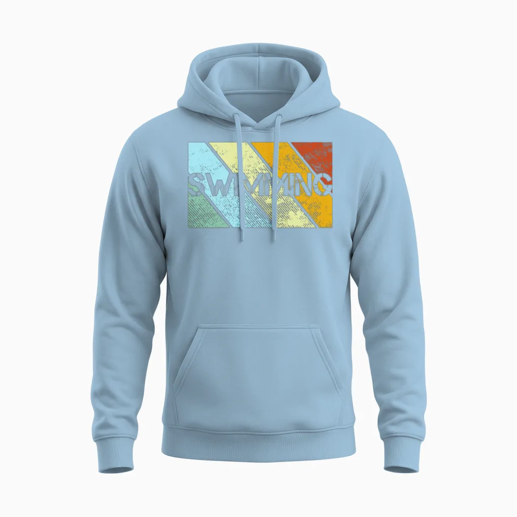 Swimming Retro Unisex Hoodie in Light Blue