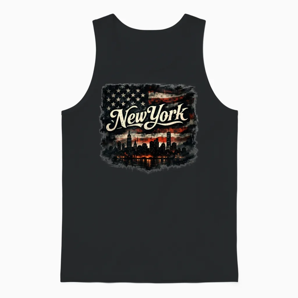 Retro New York Unisex Tank Top - Black