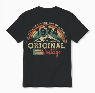 Vintage Aged to Perfection July 1974 Unisex T-Shirt - Black