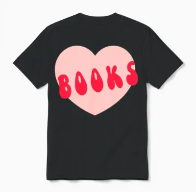 Funny I Love Books Print with Heart ,funny Reading Unisex T-Shirt - Black