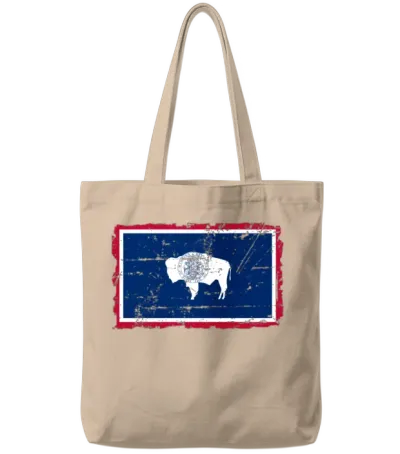 Flag of Wyoming - Vintage Look Tote Bags - Natural