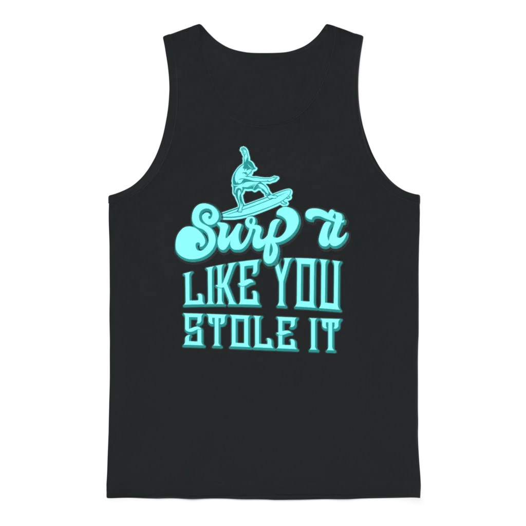Surfer Retro Surfing Unisex Tank Top - Black