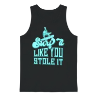 Surfer Retro Surfing Unisex Tank Top - Black – 1